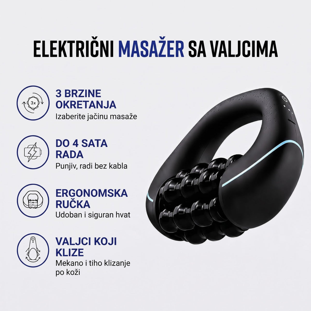 Električni Masažer sa 6 Valjaka za Opuštanje Celog Tela