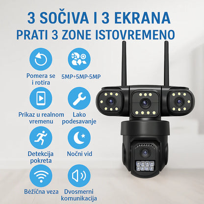 15MP Bežična Kamera PTZ Spoljašnja Tri Sočiva