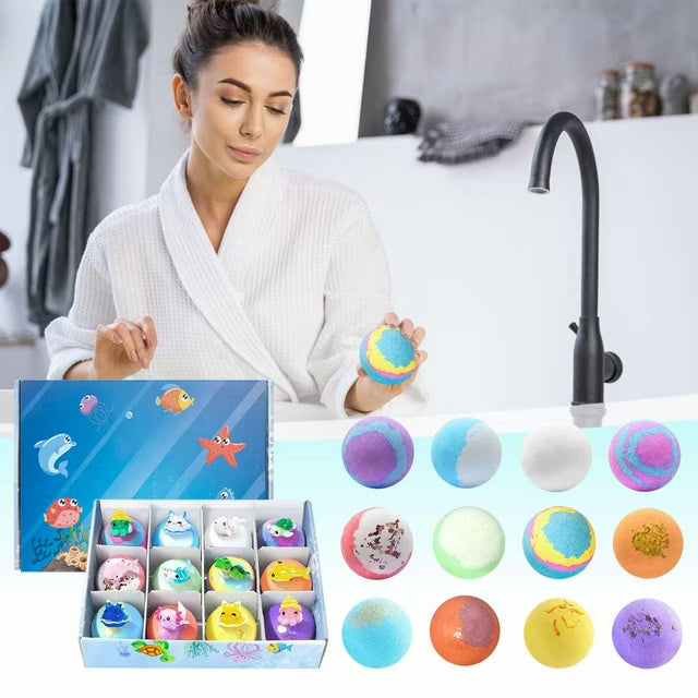 Dečije Kugle za Kupanje sa Igračkom Iznenađenja (12 Komada) | BATHJOY