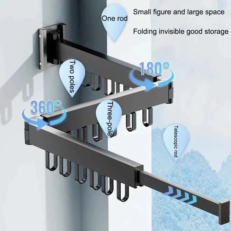Zidni Sklopivi Stalak za Sušenje i Odlaganje Odeće