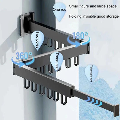 Zidni Sklopivi Stalak za Sušenje i Odlaganje Odeće