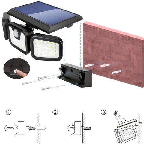 Trostrani Solarni LED Reflektor sa Senzorom