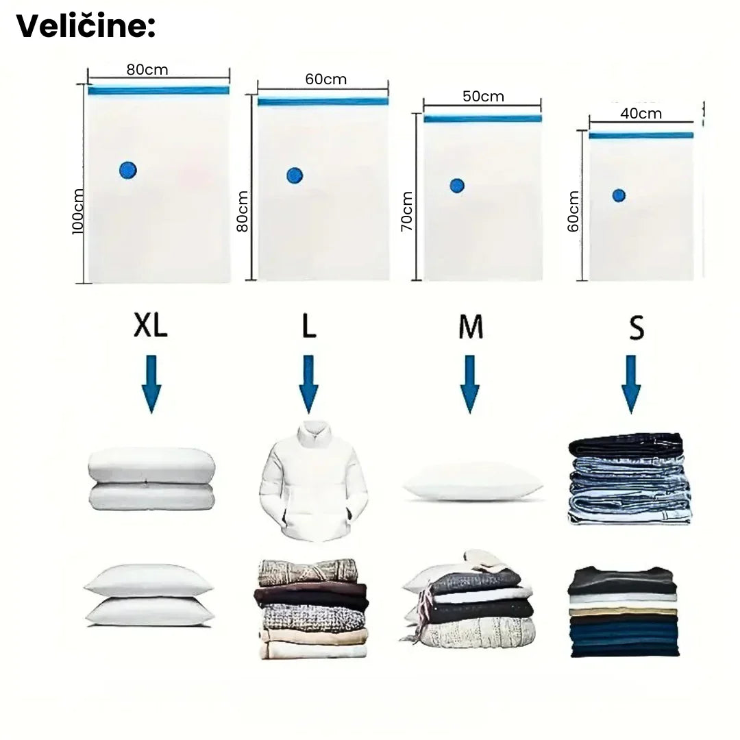 Vakum Kese za Garderobu – 10 Komada + Poklon Pumpa