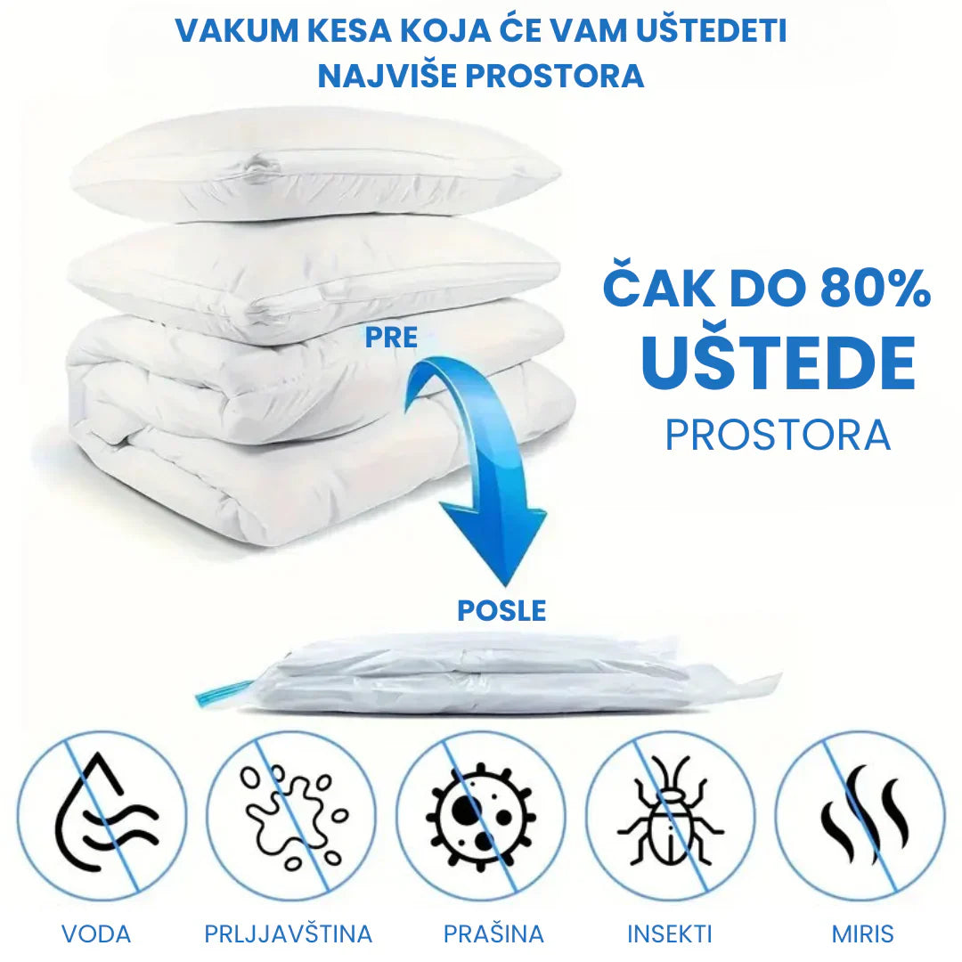 Vakum Kese za Garderobu – 10 Komada + Poklon Pumpa