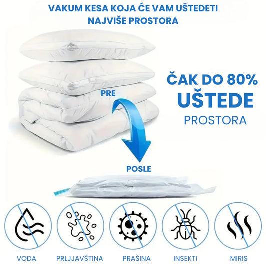 Vakum Kese za Garderobu – 10 Komada + Poklon Pumpa